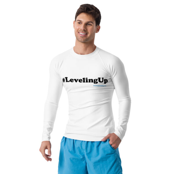 #LevelingUp Men's Rash Guard (White) - Image 2