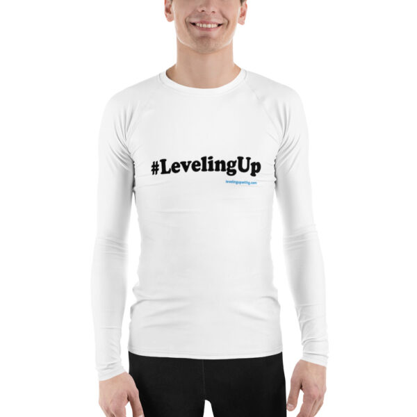 #LevelingUp Men's Rash Guard (White) - Image 3